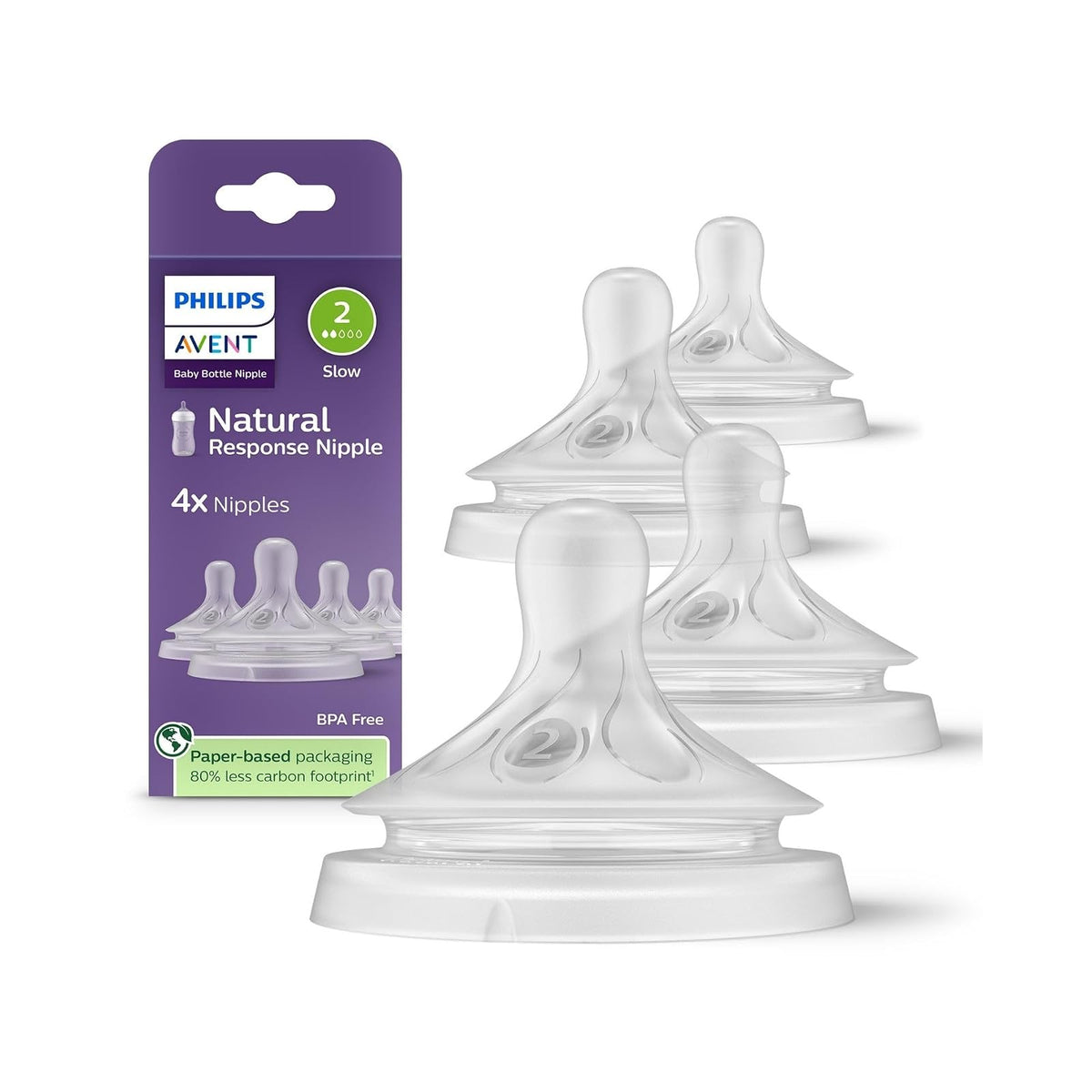 Philips Avent Tetina Natural Response, Antigoteo y Anticólicos, 4 pzas - Flujo 2