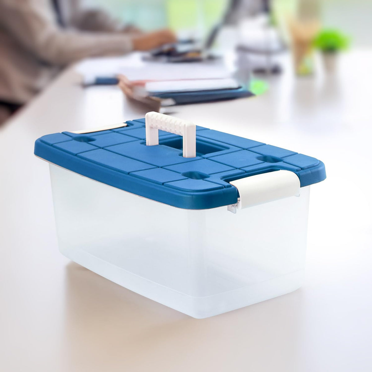 Set de 3 Cajas de Almacenamiento 16 L con Cierre Click Color Azul