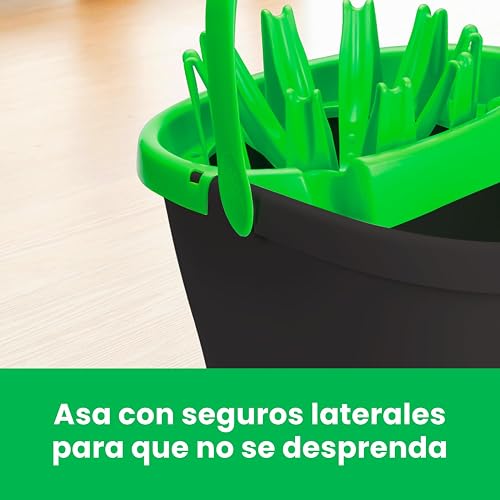 Scotch-Brite 3M Cubeta con Exprimidor 10 L Material Reciclado Gris | Ideal para trapear pisos, Exprimidor integrado, Evita contacto directo con el agua, Asas seguras, Capacidad de 10 litros