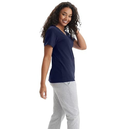 Hanes Playera de Manga Corta con Cuello en V. Camiseta para Mujer