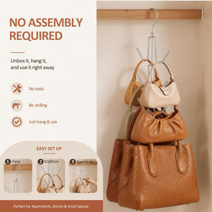 ZEDODIER Organizador para Colgar Bolsos para clóset, 2 Unidades de Soporte para Bolsas Colgantes, manteniendo los Bolsos visibles y en Buenas Condiciones, Gancho de Almacenamiento de Metal para Bolso