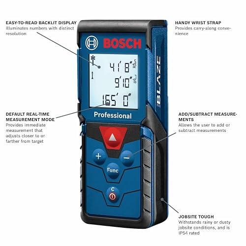 Bosch Blaze Pro GLM165-40 - Medidor láser de distancia, 165 pies (50.29 m)