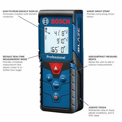 Bosch Blaze Pro GLM165-40 - Medidor láser de distancia, 165 pies (50.29 m)