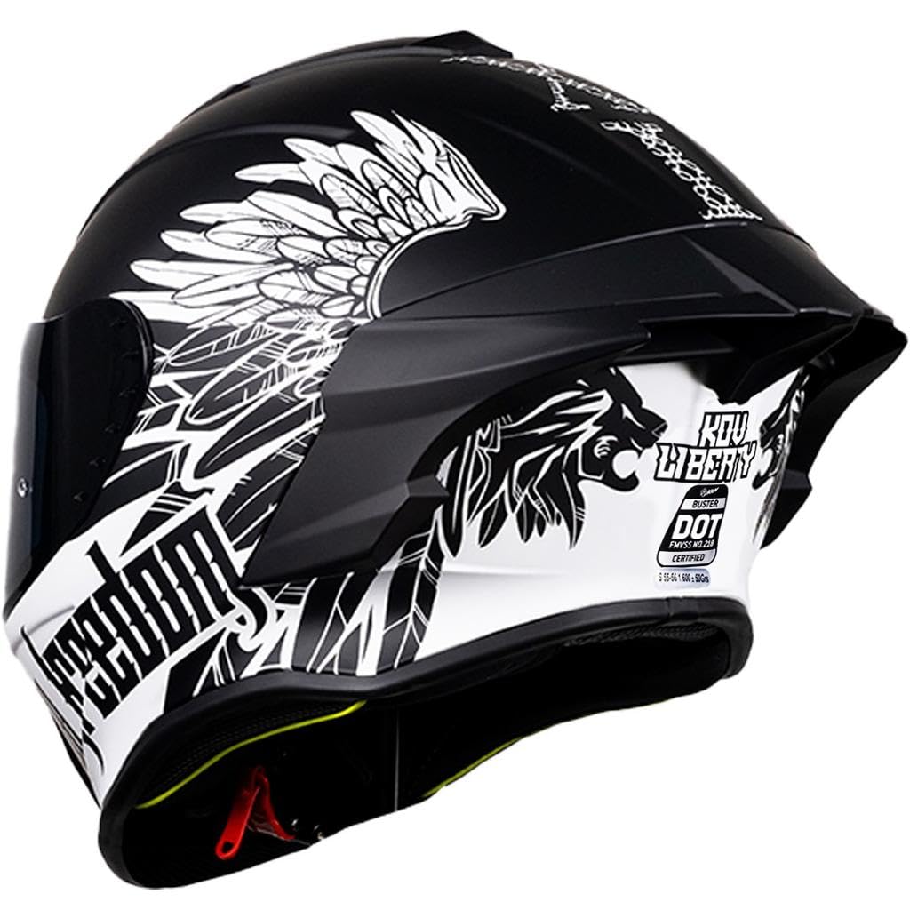 KOV Casco Buster Liberty Negro Mate Integral para Moto Deportivo AERODINAMICO Certificado Dot