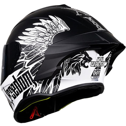 KOV Casco Buster Liberty Negro Mate Integral para Moto Deportivo AERODINAMICO Certificado Dot