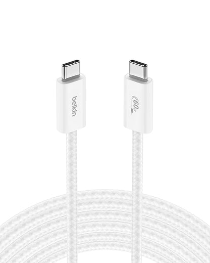 Belkin Cable USB-C a USB-C BoostCharge 60W Trenzado - Blanco - 3 m