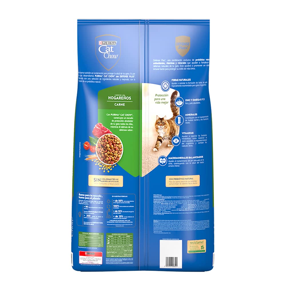 Purina Cat Chow Adulto Hogareño Todos los Tamaños Sabor Carne 3.0 Kg