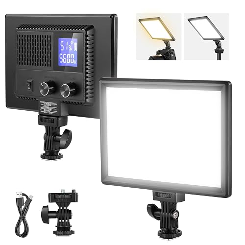 NEEWER 9" Panel Luz Video LED, Iluminación Suave Cámara DSLR Regulable, 4000mAh Batería Recargable, Puertos USB Tipo C, 3200K~5600K CRI95+ 600Lux para Fotografía Grabación Live Streaming, NL-116AI