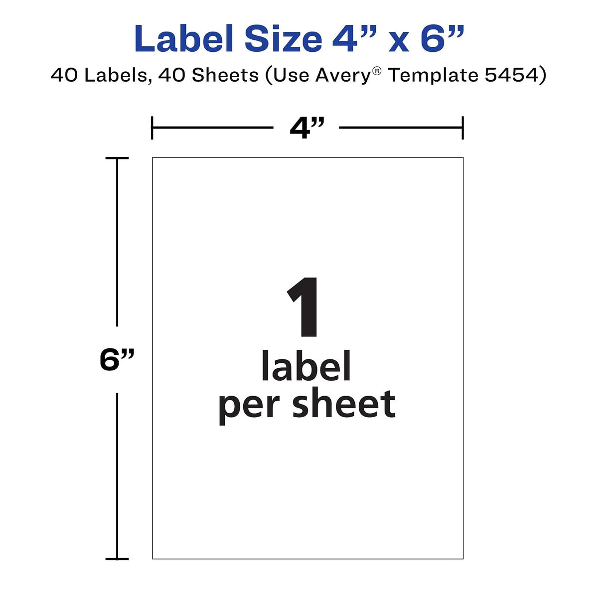 Avery 5454 Etiqueta Rectangular Removible Láser/Inkjet, 40 Etiquetas, color Blanco