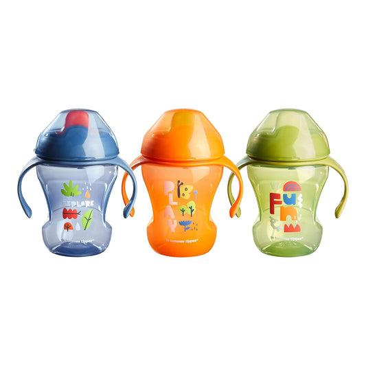 Tommee Tippee Sippee Trainer Cup with Handles, Water Bottle for Toddlers, Spill-Proof, BPA Free, 8oz, 7m+, Pack of 3