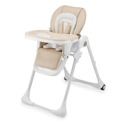 Kinderkraft TUMMIE Silla alta 2 en 1, Periquera, Tona Bebé, Para niños, Trona combinada, Asiento desde los primeros meses de vida, reposapiés, Posición tumbada, con juguetes, ajustable, Beige