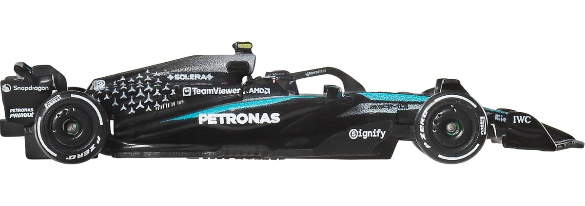 Hot Wheels Collector Mercedes AMG Petronas F1 Kimi Antonelli, Auto Premium Escala 1:64 Metal/Metal con Llantas Real Riders Y Decoración Auténtica