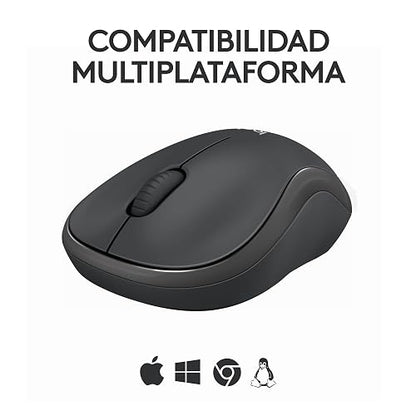 Logitech Mouse Bluetooth silencioso M240, inalámbrico, Compacto, portátil, Seguimiento Suave, batería 18 Meses, Windows, macOS, ChromeOS, Compatible con PC, Mac, laptops, Tablets - Negro
