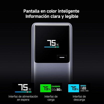 XIAOMI PowerBank 10000mAh 165W, Carga rápida, Gris | USB-C Integrado + USB-C, Cargador Portátil, Pantalla Inteligente TFT, 9Capas de Seguridad, Control de temperatura inteligente