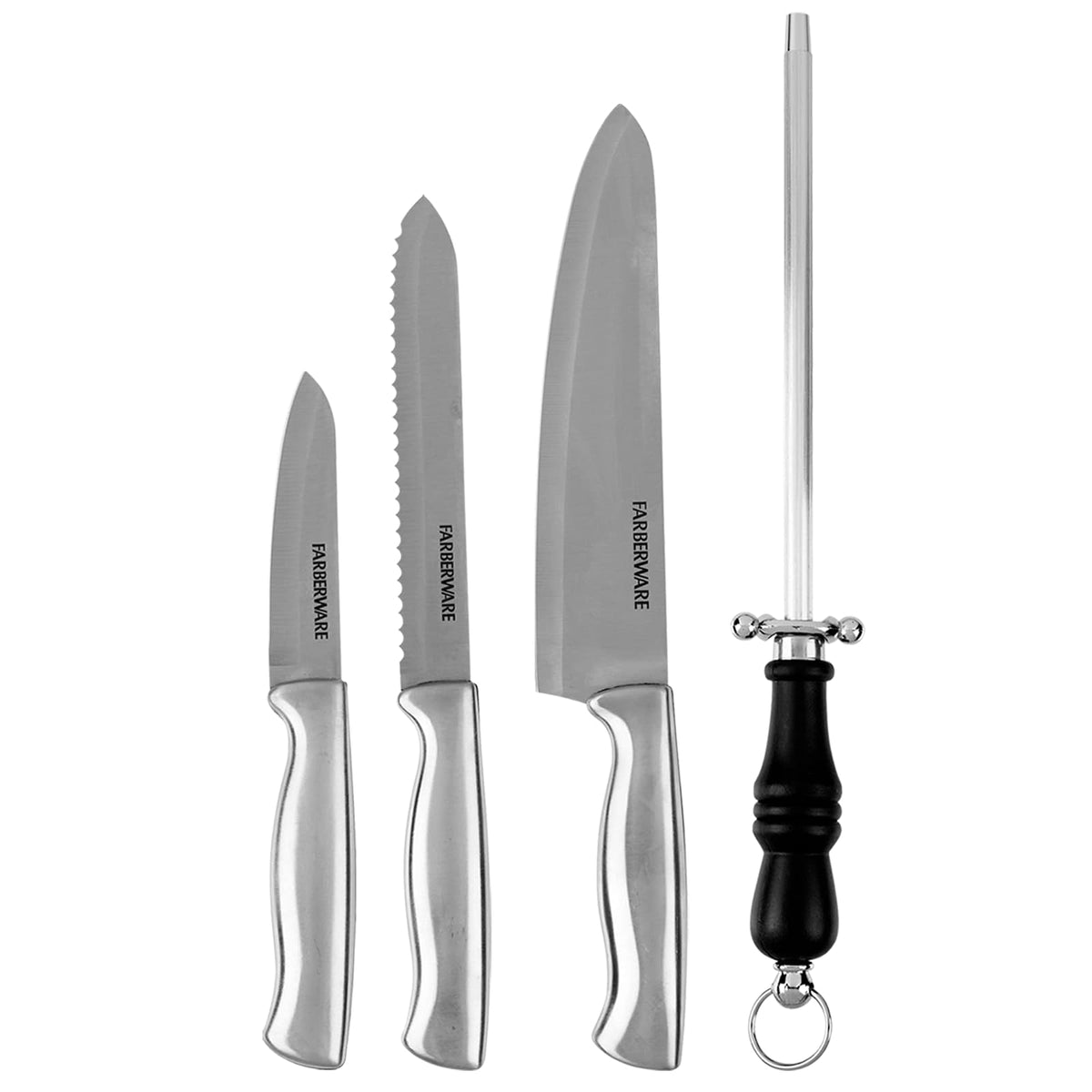 Bloque de Cuchillos y Auxiliares de 15 Piezas con base de Madera FARBERWARE Color Negro