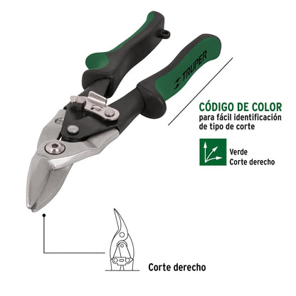 Truper TAV-D, Tijera de aviación en acero al carbono, derecha