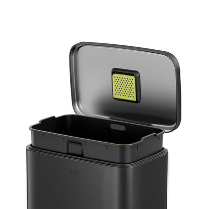EKO Madison Bote de Basura para Cocina 50 L con Pedal Negro Mate | 50 litros, acabado negro mate, antihuellas dactilares, pedal resistente, cierre suave