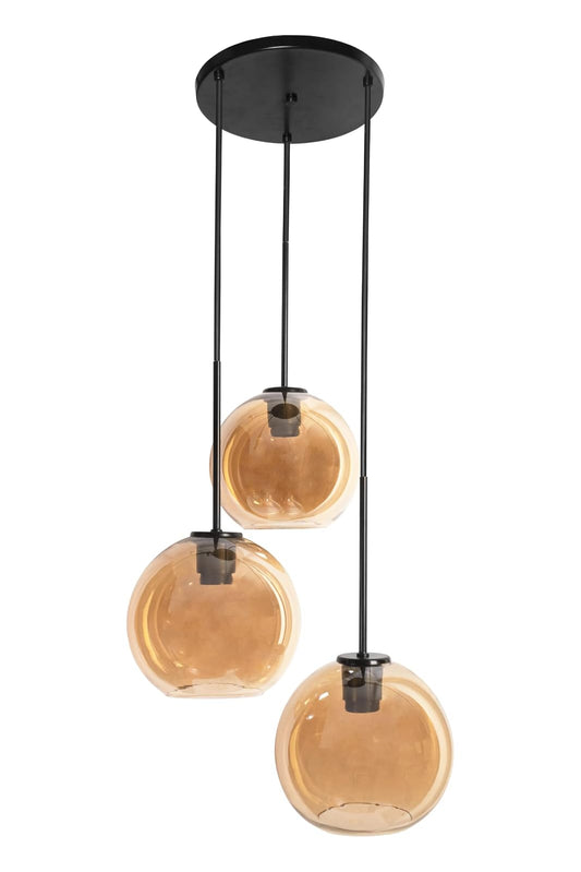 MX-CL7018-N/AMB | CANDIL TRIPLE DE VIDRIO SOPLADO COLOR AMBAR