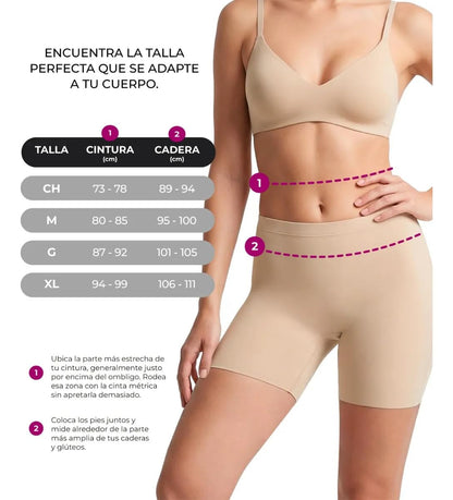 BODYcontrol Boxer Mujer Tipo Faja Short Moldeadora Invisible Calzón Licra Shorts Ropa Interior Fondo para Vestidos Cómoda Corte Láser Antideslizante Control Medio Pierna 5" 2414
