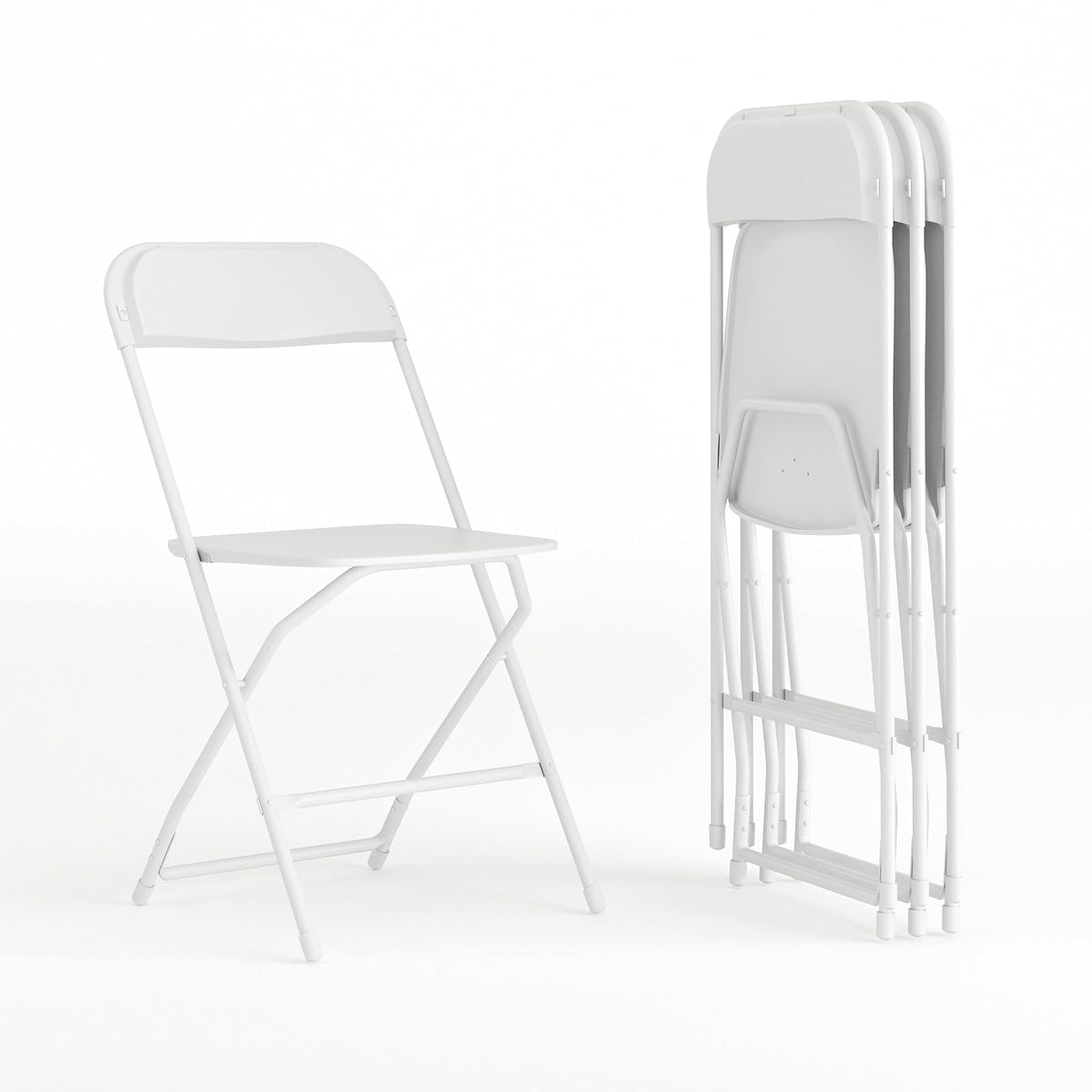 Flash Furniture Hercules Series - Silla Plegable de plástico - Blanco - Paquete de 4 600 Libras Capacidad de Peso, cómoda Silla Plegable Ligera