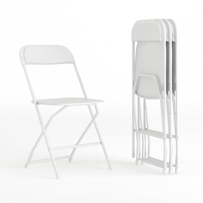 Flash Furniture Hercules Series - Silla Plegable de plástico - Blanco - Paquete de 4 600 Libras Capacidad de Peso, cómoda Silla Plegable Ligera