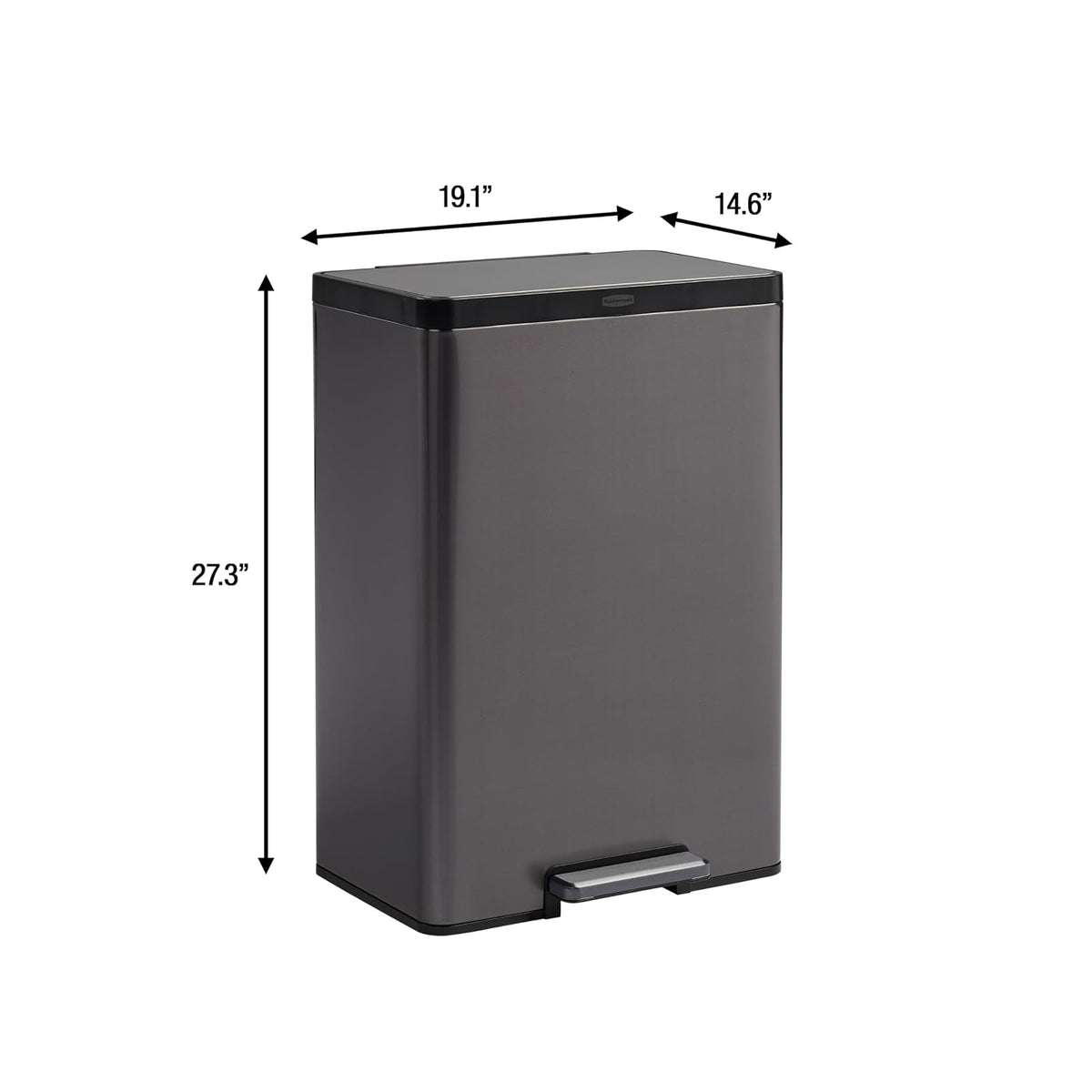 Rubbermaid Elite™ – Contenedor con Pedal de 2 Flujos para Residuos y Reciclaje, Bote de Acero Inoxidable con Liners Codificados por Colores, Capacidad de hasta 40 L, Gris Carbón 2145987