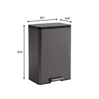 Rubbermaid Elite™ – Contenedor con Pedal de 2 Flujos para Residuos y Reciclaje, Bote de Acero Inoxidable con Liners Codificados por Colores, Capacidad de hasta 40 L, Gris Carbón 2145987