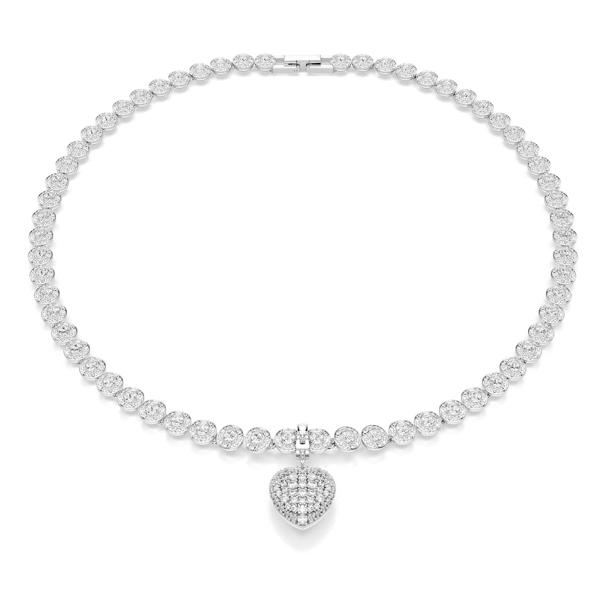 Abalorio de Swarovski Idyllia, corte mixto, revestimiento de color perla, corazón, blanco, baño de rodio