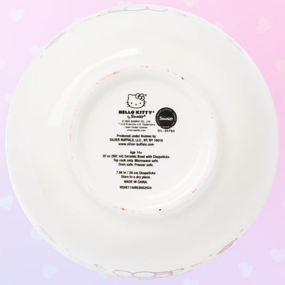 Silver Buffalo Sanrio Hello Kitty - Juego de cuencos y palillos de ramen de 20 onzas