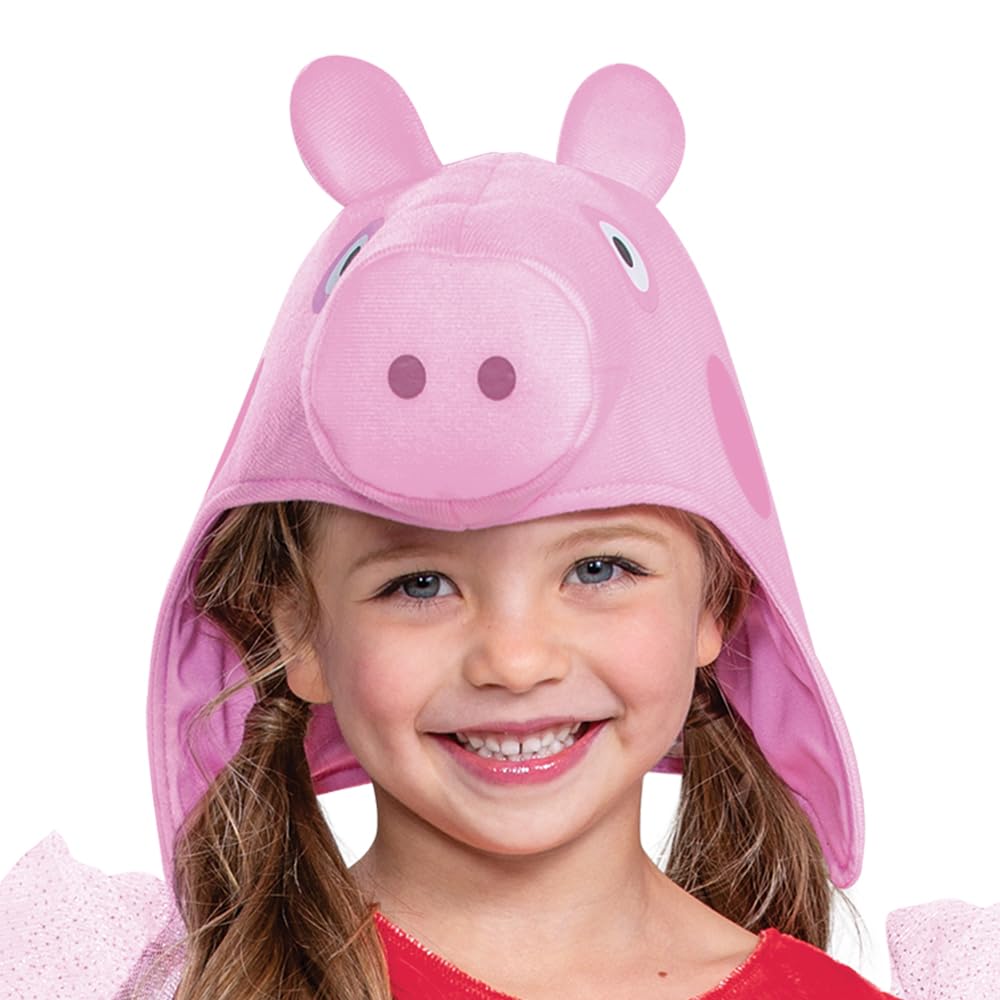 Disfraz de Peppa Pig para niñas, vestido y sombrero oficial de Nick Jr, talla M (3T-4T)