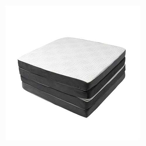 Memory Foam Silver Edition | Colchón/Colchoneta Plegable para Invitados y Visitas con Maleta de Transporte, Soporte Confortable, Portátil y Fácil de Guardar, Blanco con Gris