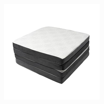 Memory Foam Silver Edition | Colchón/Colchoneta Plegable para Invitados y Visitas con Maleta de Transporte, Soporte Confortable, Portátil y Fácil de Guardar, Blanco con Gris
