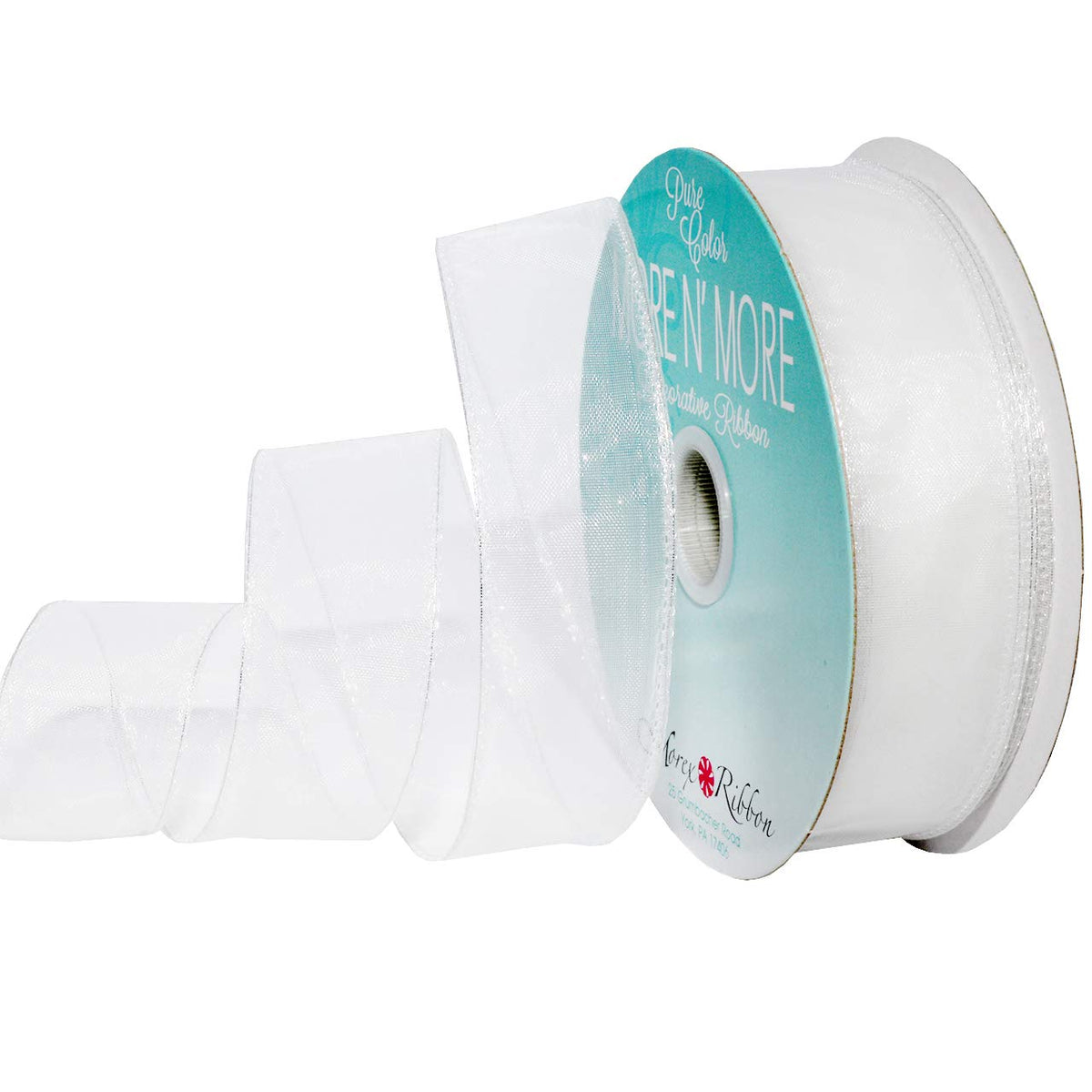 Morex Cinta de Gasa con Alambre de 1 Pulgada con Carrete de 25 Yardas, Color Blanco
