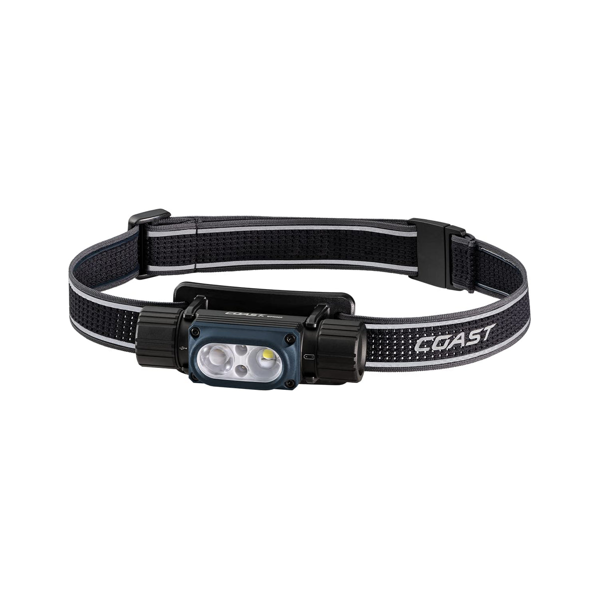 Coast WPH30R 1000 lúmenes impermeable ultra brillante IP68 USB recargable, doble potencia, 5 modos con haz de luz y de inundación, azul/negro