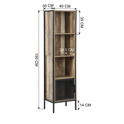 LÖSEN Gabinete de Estilo Industrial con Puerta de Alambre de Púas y 4 Compartimentos de Almacenamiento para Sala Estudio