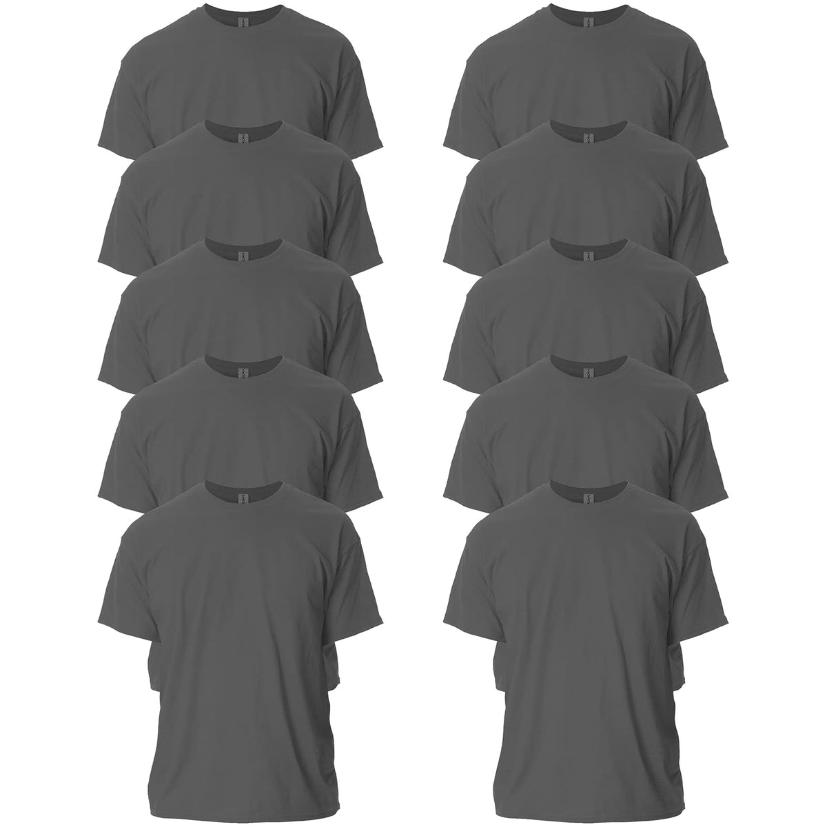 Gildan Playera Ultra Cotton G2000 Multipack para Hombre, Ajuste Clásico - Carbón vegetal (paquete de 10) - XXL