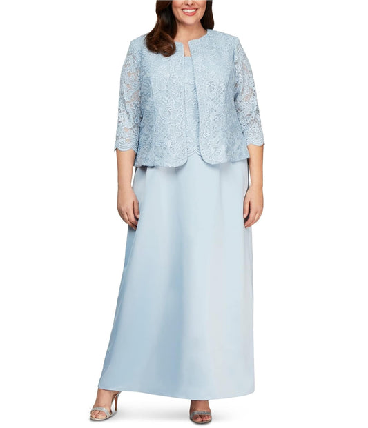 Alex Evenings Vestido Largo de Corte A con Chamarra Abierta Vestido para Mujer