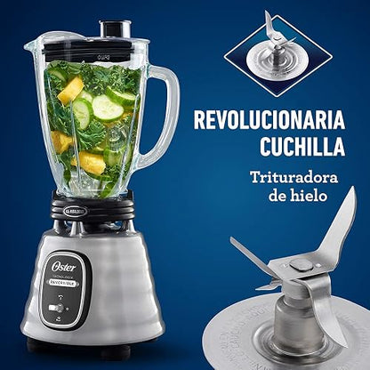 Licuadora clásica Oster reversible cromada vaso de vidrio BLSTBESTE013