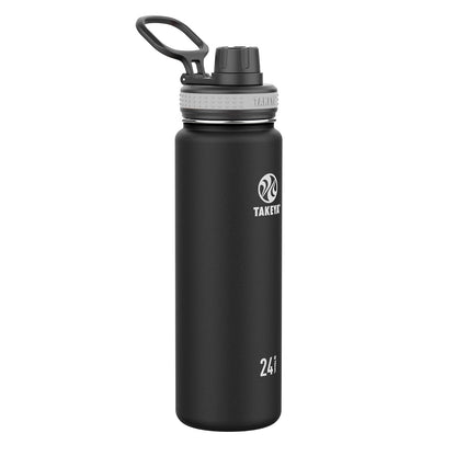 Takeya Originals Botella de Agua Aislada de Acero Inoxidable, Varios Tamaños y Colores - 0.7 Litros - Negro