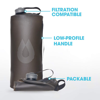 Hydrapak Seeker - Almacenamiento de Agua Plegable (2 l/70 onzas) - Bolsa de depósito de hidratación sin BPA y PVC, Color Gris mamut