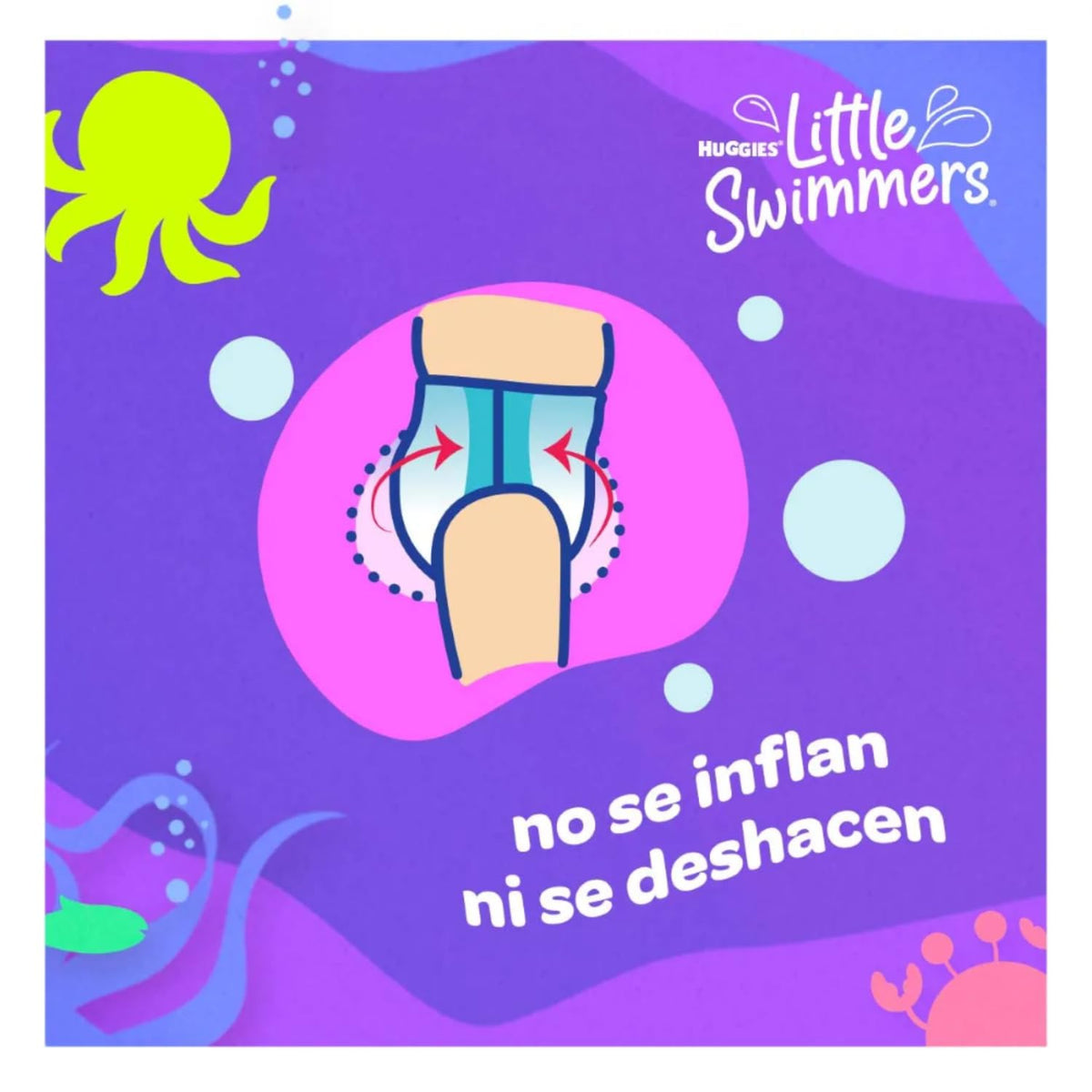 Huggies Little Swimmers Calzoncito Desechable para Nadar, Talla Chica Unisex, Ideal para bebés de 7 a 12 kg. 1 Paquete de 12 pañales (embalaje puede variar)