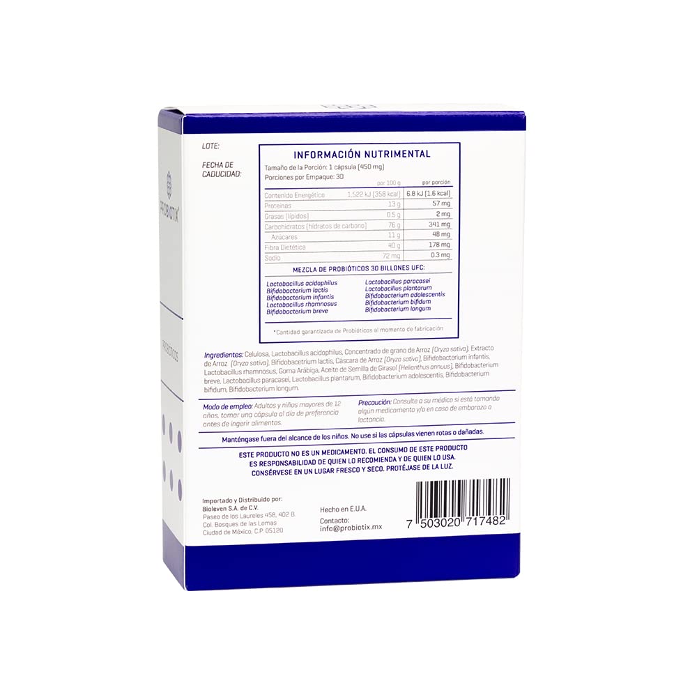 PROBIOTIX | 30 Billones de Probióticos | 10 Cepas | 30 Cápsulas