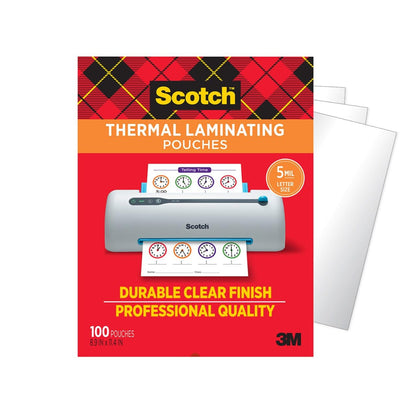 Scotch Thermal Laminating Pouches, 8.9 x 11.4-Inches, 5 mil thick, 100-Pack (TP5854-100),Clear