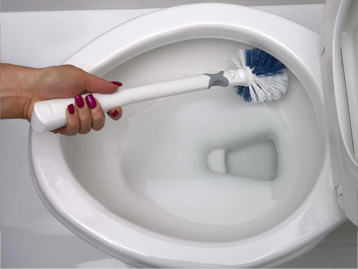 Unger - Juego de escobillas de Inodoro sin Goteo, Cepillo para Polvo de Inodoro Flexible para Cuello con Soporte portátil, Cepillo para Polvo de Limpieza Discreto para baño, depurador de Inodoro,