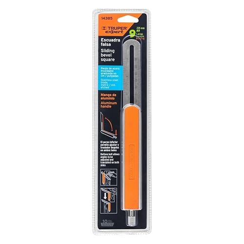 Truper EFT-9X, Escuadra falsa de acero inoxidable, mango de aluminio, 9"