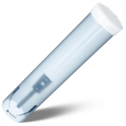 San Jamar C3165 Medium Pull Type Water Cup Dispenser, Fits 4oz to 10oz Cone and Flat Cup Size, 2-1/4" to 3-1/4" Rim, 16" Tube Length, Frosted Blue