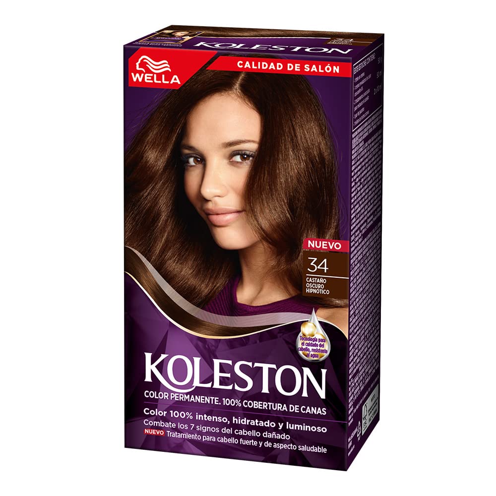 Koleston Tinte Permanente 34 Castaño Oscuro Hipnótico, 70 ml - Paquete de 3