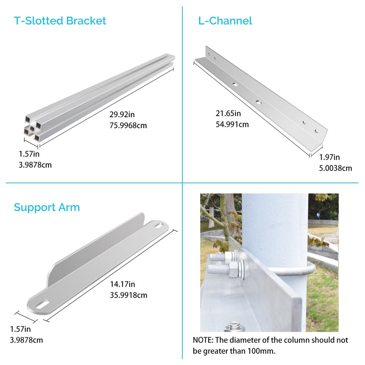 RENOGY Solar Panel Side of Pole Mount for 50W/100W Solar Panel (Mount only)