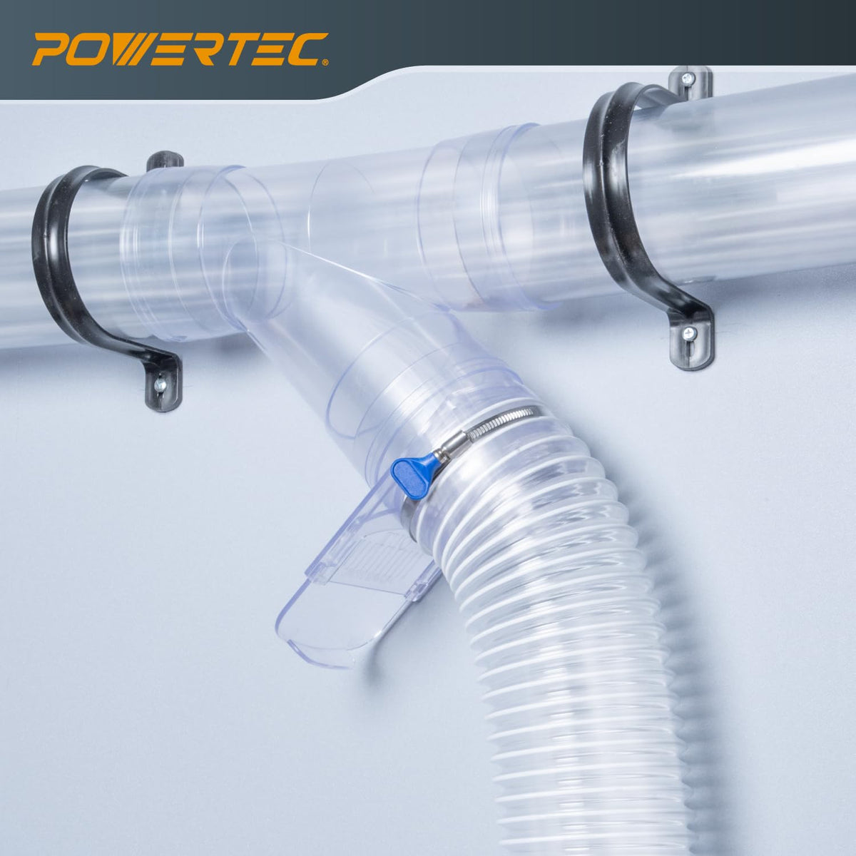 POWERTEC 70372 - Puerta de explosión de 2-1/2 pulgadas, resistente a obstrucciones y antihuecos, accesorio de plástico ABS cónico para colector de polvo, accesorios de recogida de polvo, manguera de