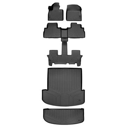 SMARTLINER - Juego de 3 hileras de Revestimiento de Piso para Todo Tipo de Clima, Compatible con Kia Telluride 2020-2025